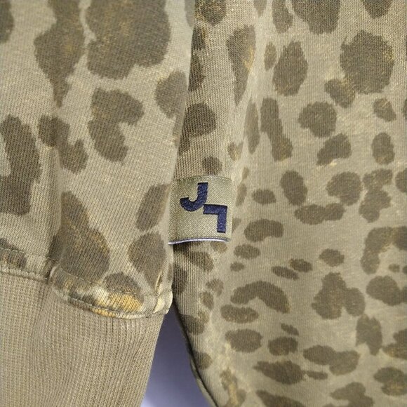 Joy Lab Relaxed Fit Sweatshirt Hoodie Full Zip Size XS Green Army Cheetah Print - Picture 3 of 7